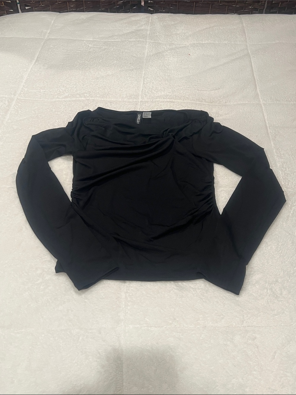 Black Long-Sleeve Off-Shoulder Top -